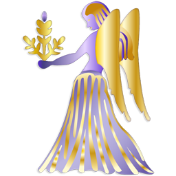 Black Virgo zodiac symbol on white background