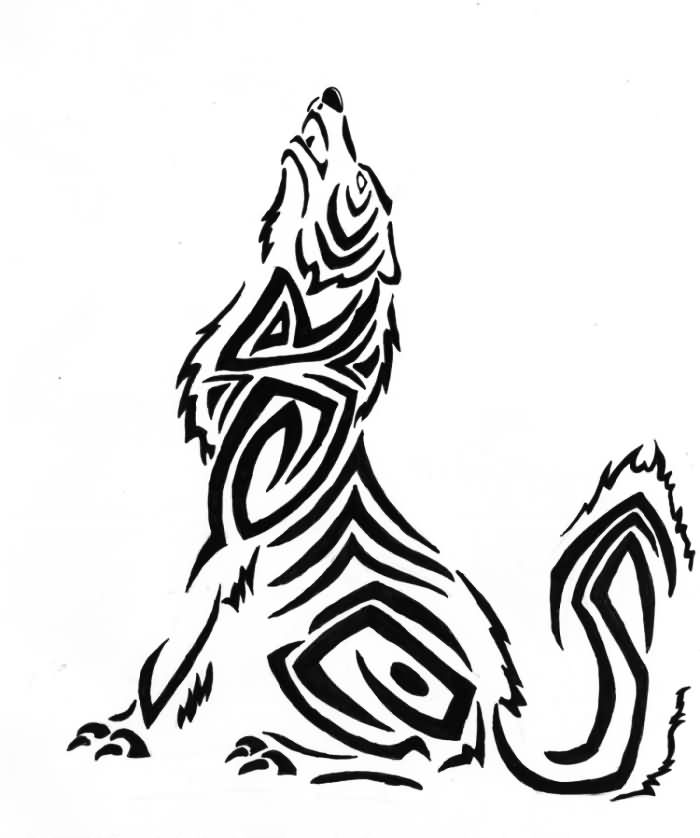 Tribal wolf tattoo vector image  Public domain vectors