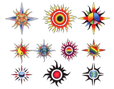 Symbolic Sun & Starburst Designs - Spiritual, Psychedelic, and Cultural Art Icons