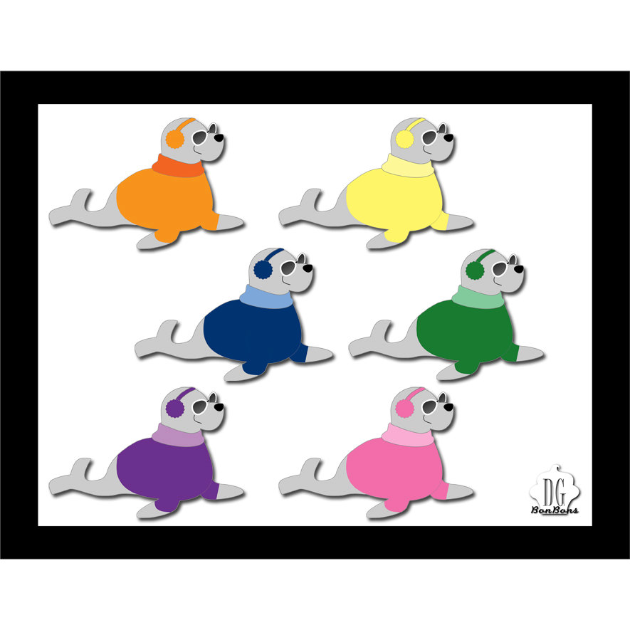 Fun Cartoon Seals in Colorful Outfits - Printable Clipart & Decor