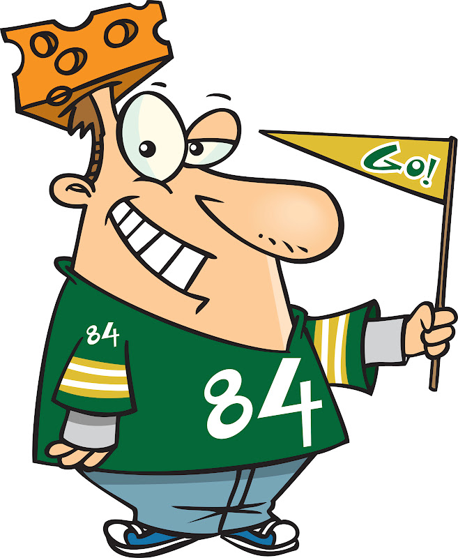 Fun Sports Fan Cartoon with Cheesehead Hat and Team Spirit