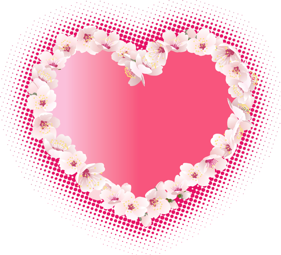 Pink Heart with Flowers Clipart
