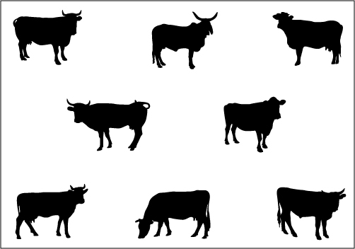 Variety of Cow Silhouette Vector for Download 