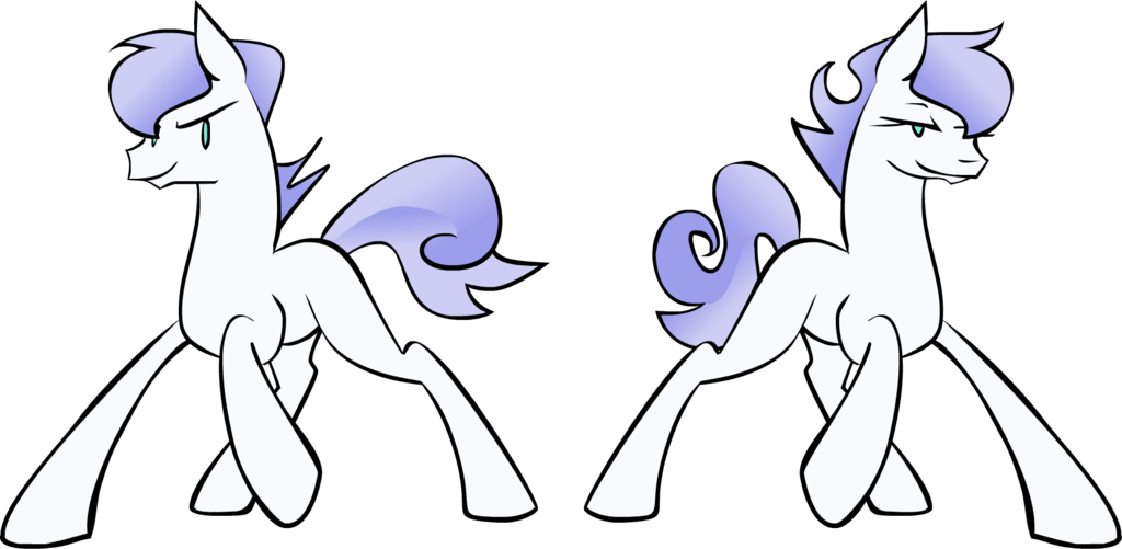 Dual Pony Character Design - Confident White Stallions with Lavender Mane