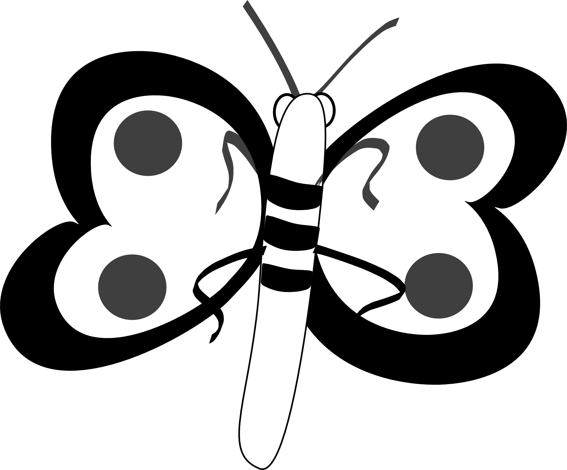 Butterfly 32 Black White Line Art SVG Inkscape Adobe Illustrator 
