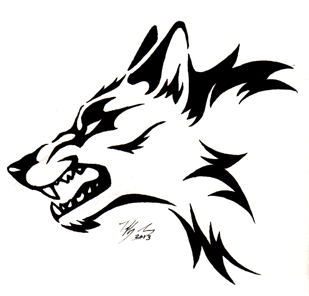 wolf head clip art black and white