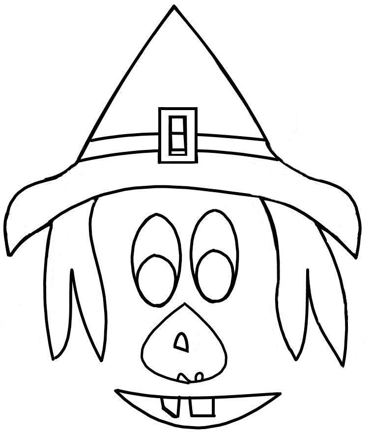 witch face clipart black and white