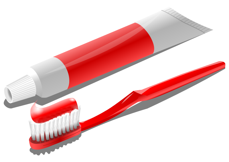 Red Toothbrush and Toothpaste - Oral Hygiene Essentials