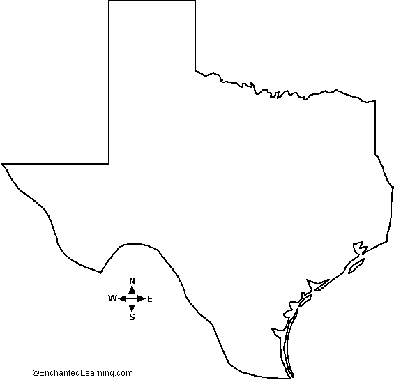 Outline Map Texas - EnchantedLearning.com