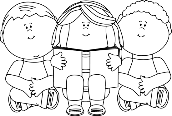 group of kids playing clipart black and white