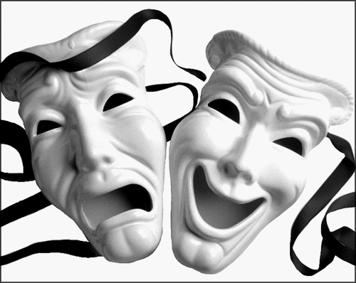 theatre masks happy sad