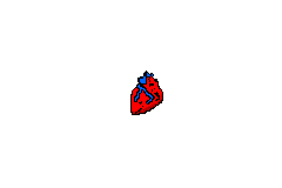 Pixel Art Human Heart Diagram - Medical Education Resource