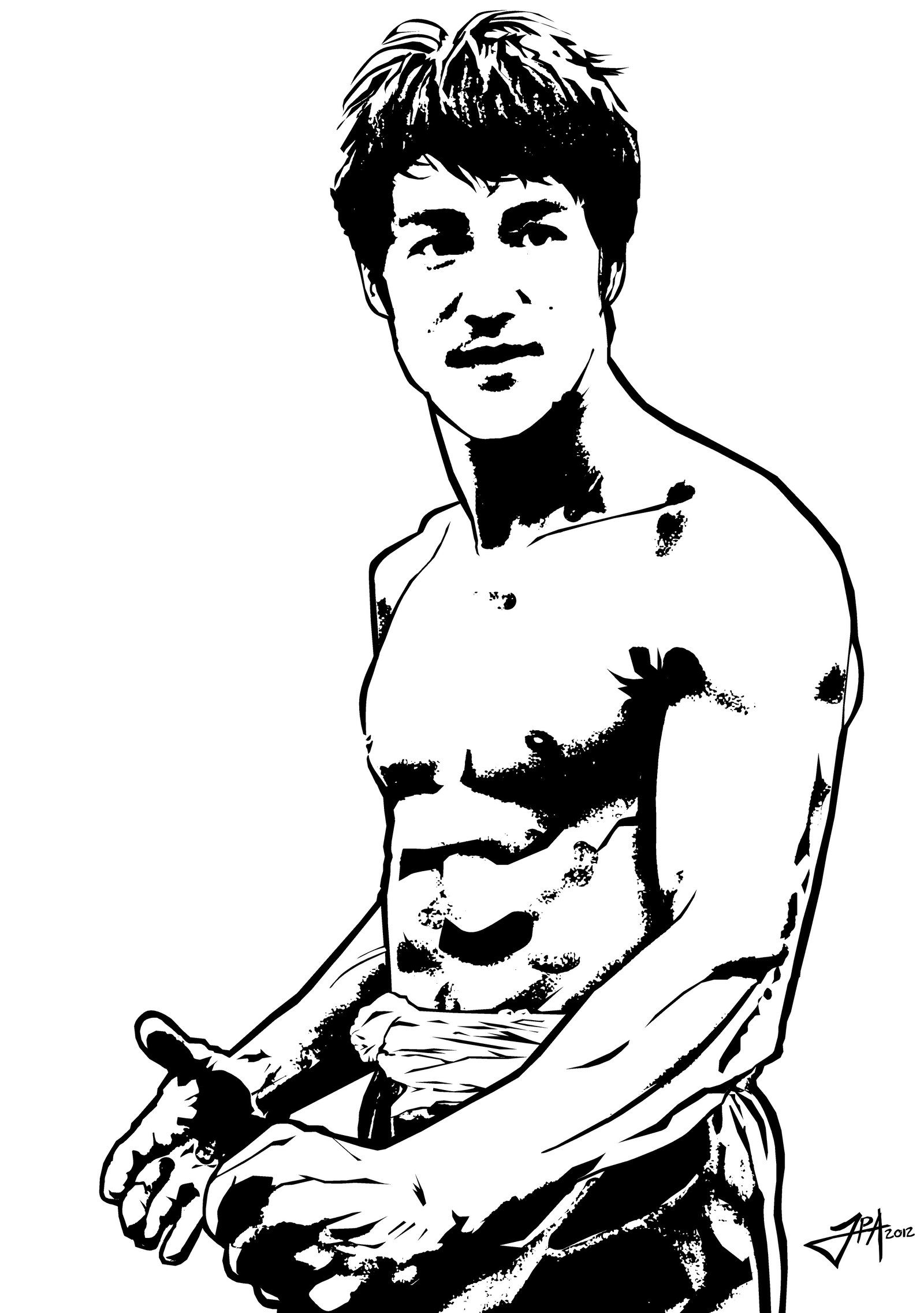 Clipart library: More Like Bruce Lee - vector - black and white by ludy83