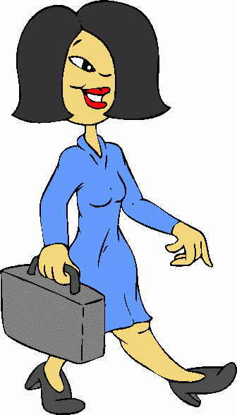 Professional Businesswoman Walking with Briefcase - Cartoon Illustration