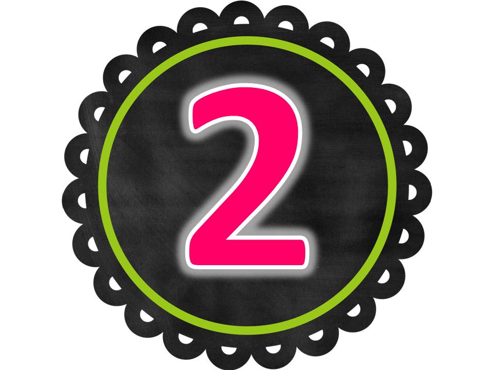 Number 2 Clipart - Chalkboard Style with Neon Pink Digit