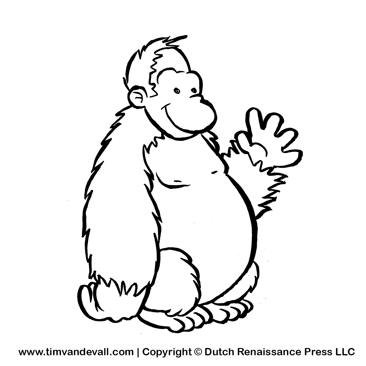 Easy How to Draw a Gorilla Tutorial and Gorilla Coloring Page