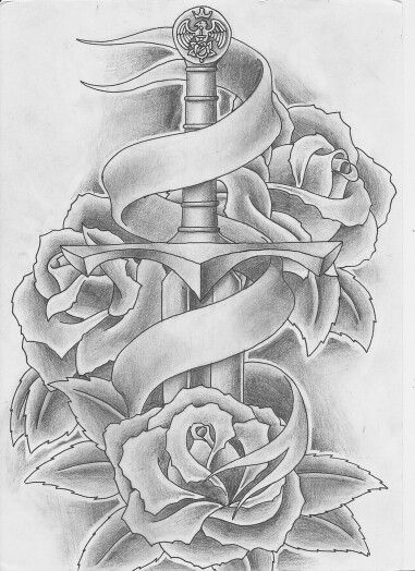 rose and sword tattoo  Clip Art Library
