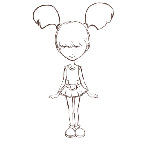 Cute Cartoon Girl Drawing Full Body