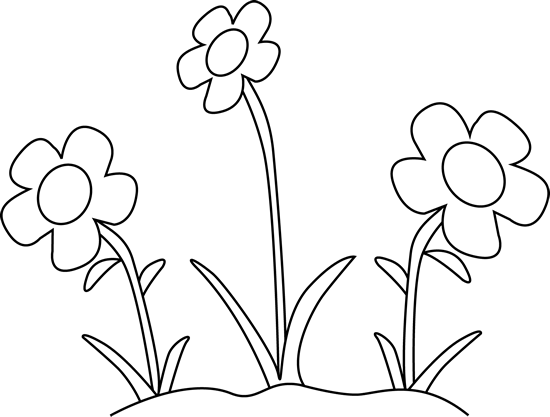 Black and White Flower Garden Clip Art - Black and White Flower 
