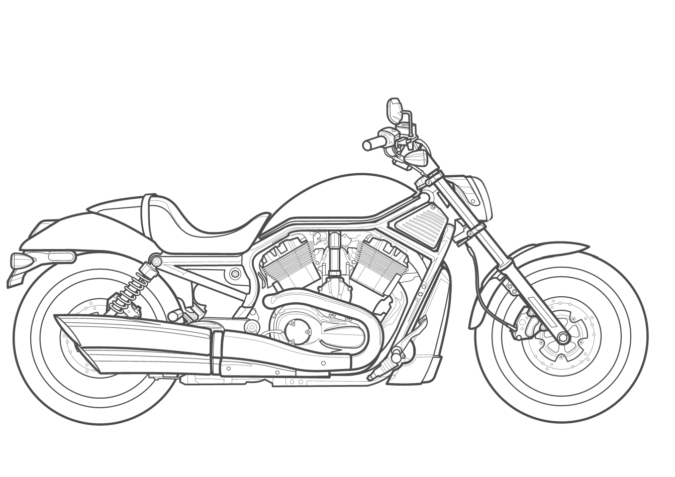How to Draw a Motorcycle: Harley-Davidson Softail - YouTube