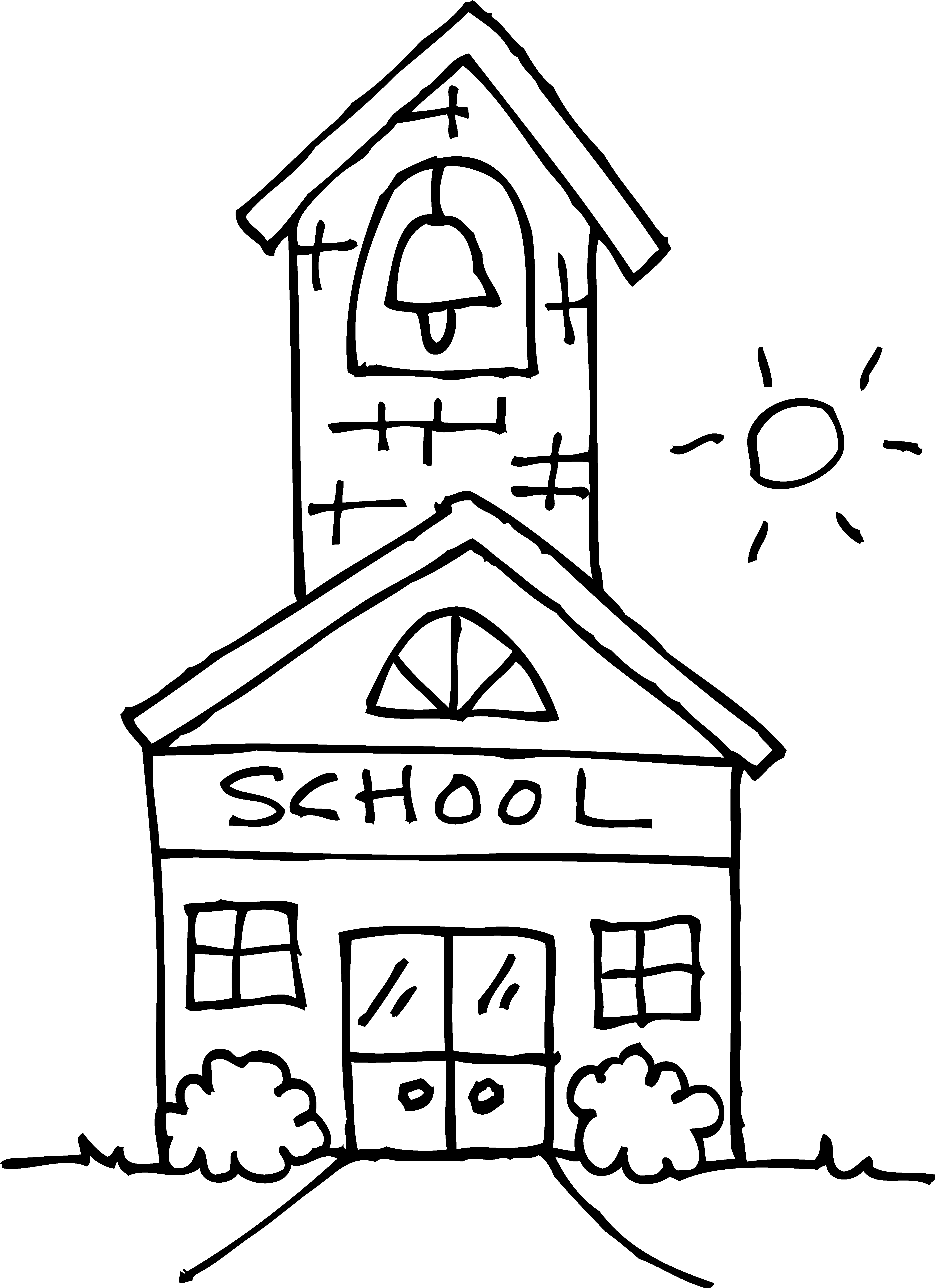 School Clipart Black And White Free School House Outline Cliparts 