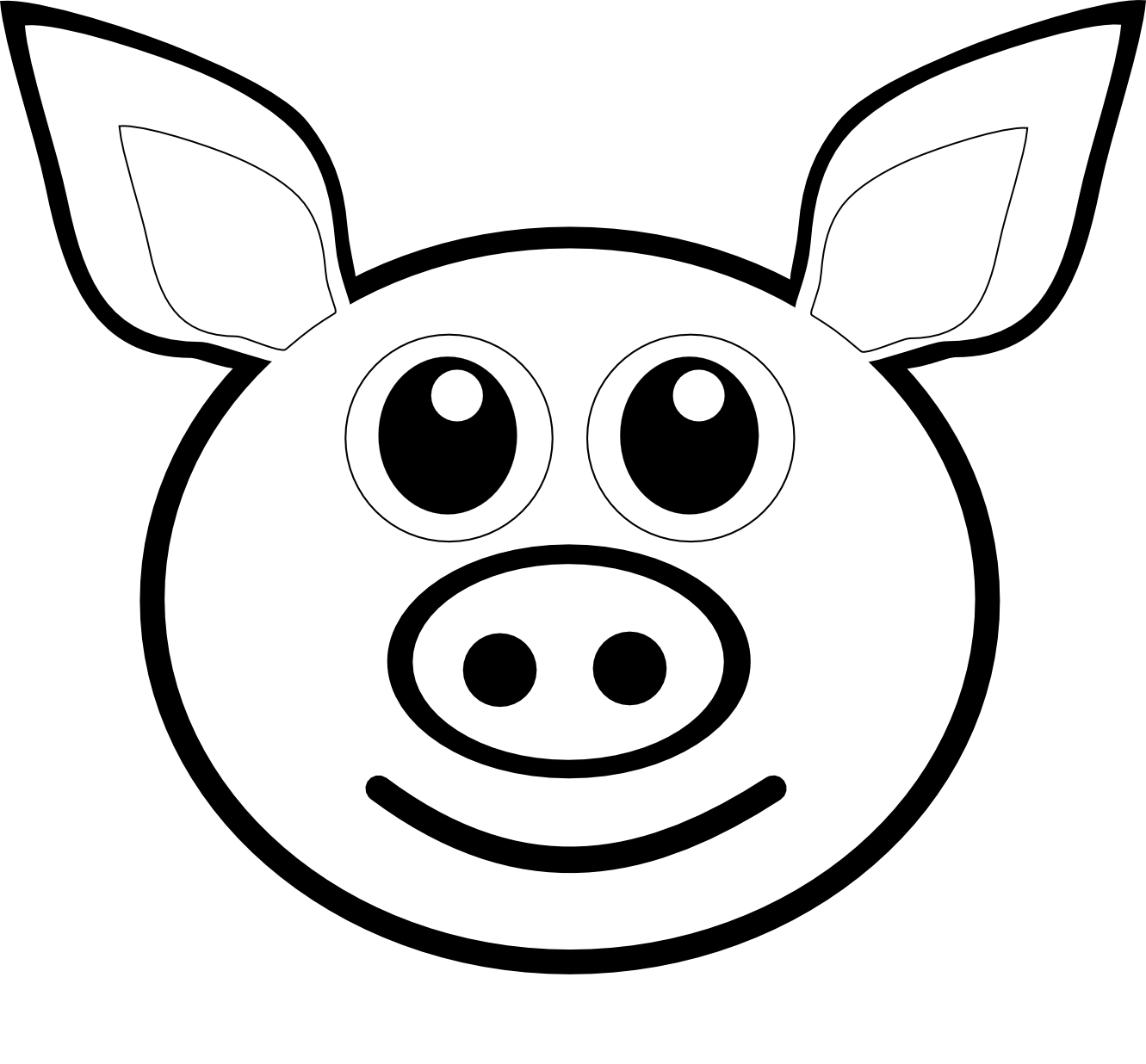 Black And White Cartoon Pig - Clipart library