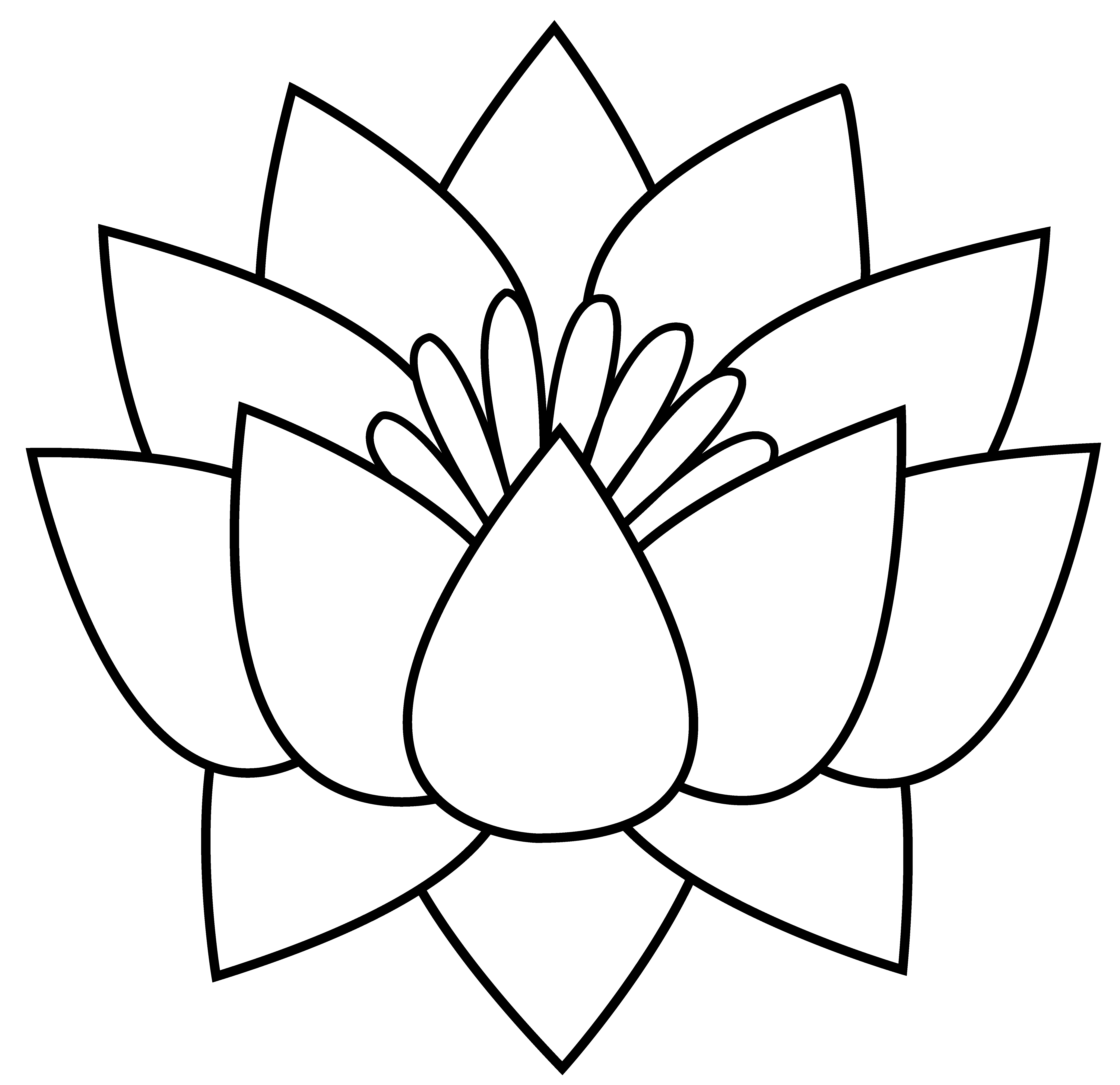 Lotus Flower Line Art - Free Clip Art