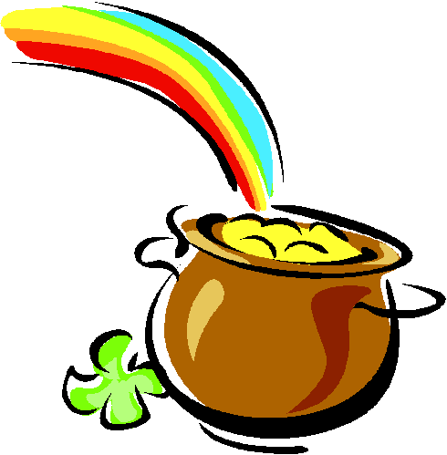 Holiday Label with Shamrock, Rainbow and Leprechaun Pot of Gold. Raster Clip  Art Stock Illustration - Illustration of gold, blank: 86420011