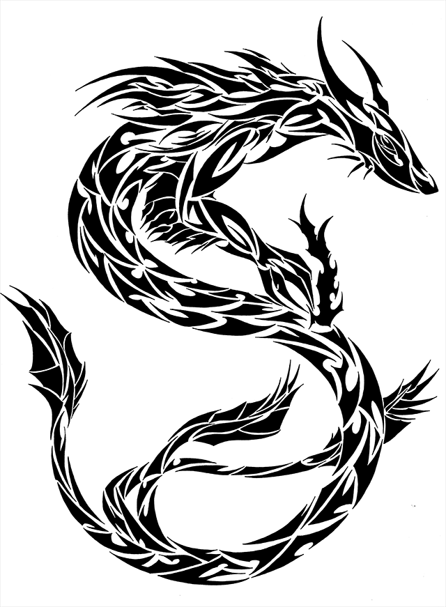 Tribal Oriental Dragon by L4TIN-G3CKO on Clipart library
