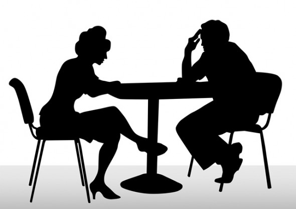 2 people talking silhouette