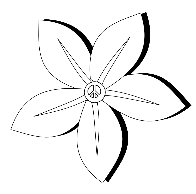 Peace Symbol Peace Sign Flower 35 Black White Line Art Tattoo 