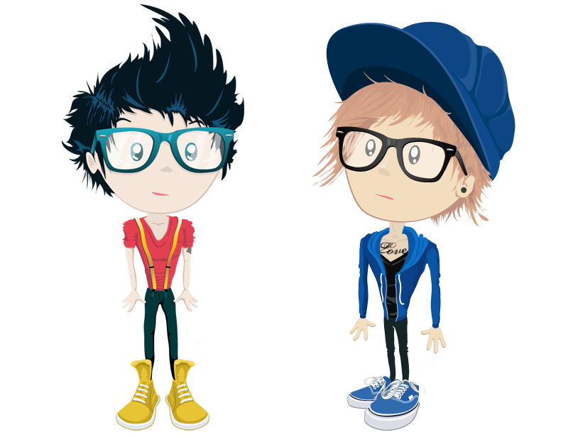 Stylish Teen Avatars - Customizable Cartoon Characters for Web & Apps