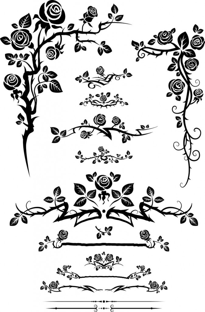 Flowers silhouette lace background vector-3 | Vector Sources