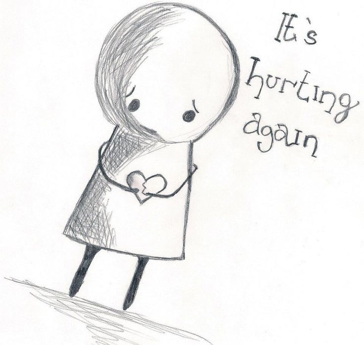 sad drawings of hearts