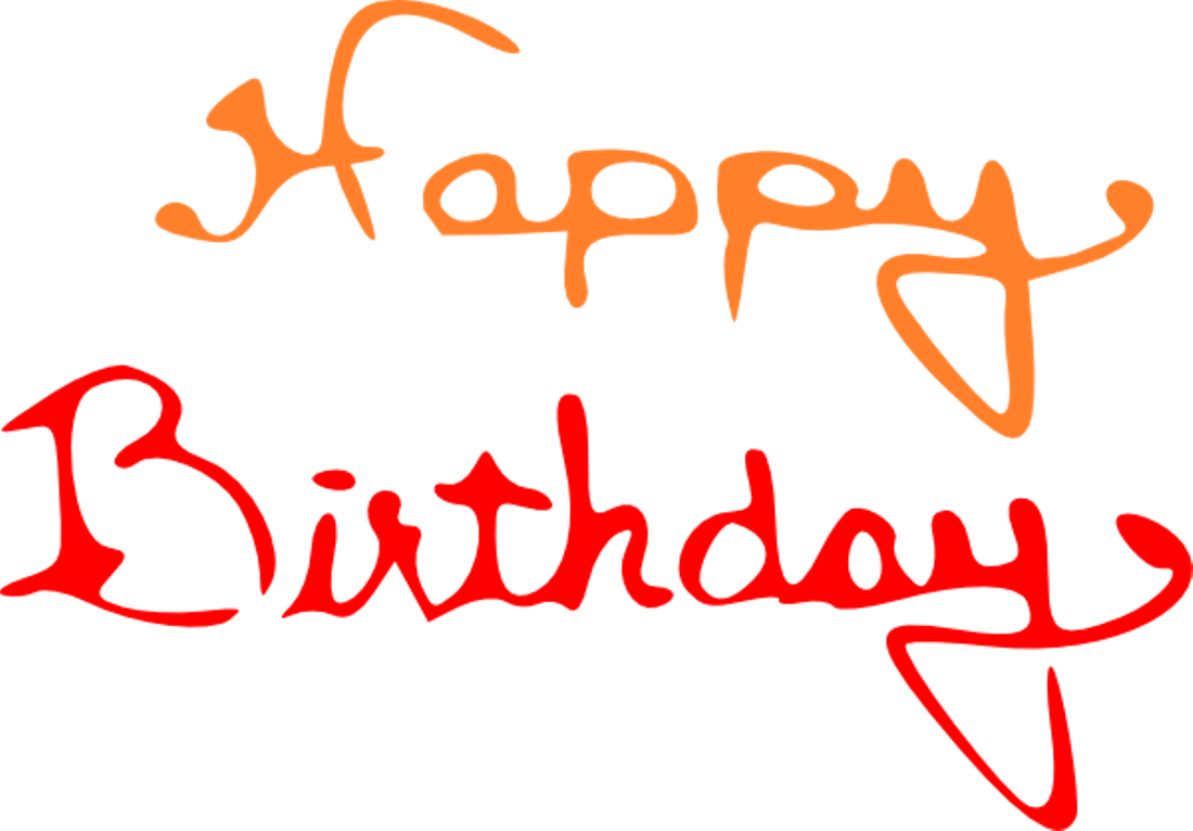 Orange and red handwritten "Happy Birthday" text on black background
