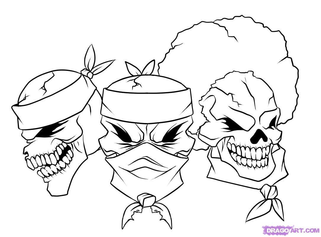 How to Draw Gangsta, Step by Step, Skulls, Pop Culture, FREE 