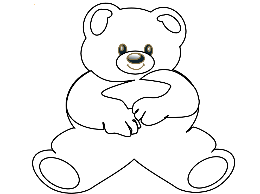 12932 3319 Bear Black White Line Teddy Bear Animal Art Coloring 
