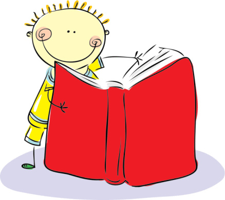 young children reading cartoon
