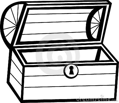 open treasure chest clip art black and white