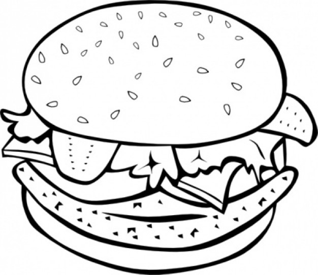 Printable Hamburger Coloring Page for Kids & Adults