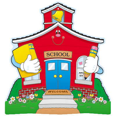 Friendly School Building Illustration for Education Websites