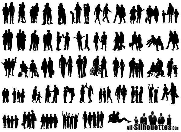 Group Of People Vector Silhouette Free | 123Freevectors