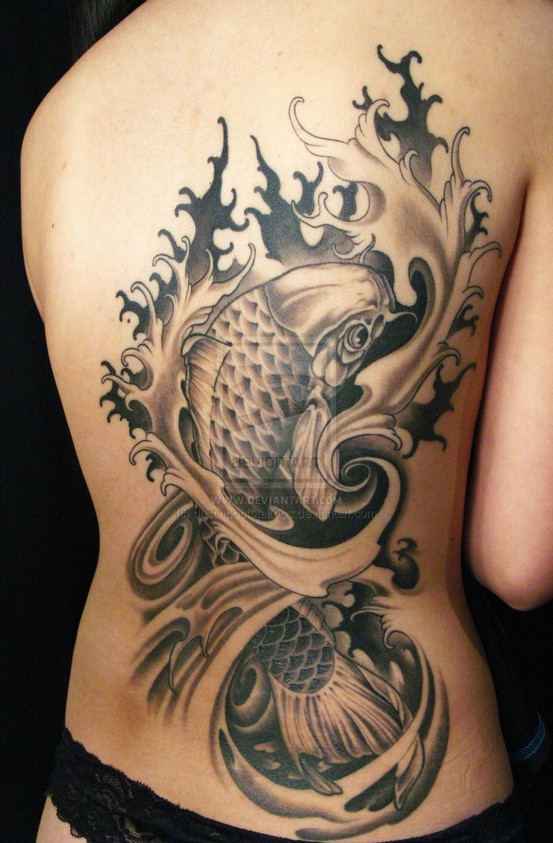 Black and white koi tattoo - Design of TattoosDesign of Tattoos