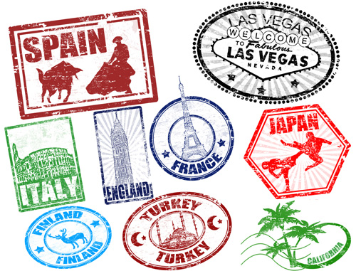 Various Travel stamps design vector 10 - Vector Label free download
