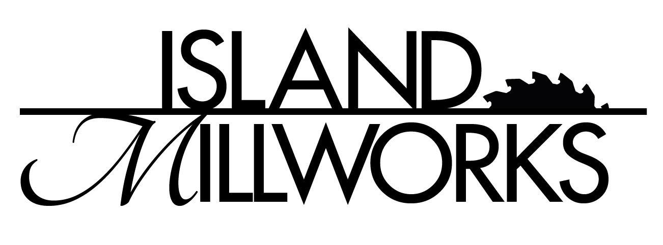 Island Millworks logo featuring bold serif "ISLAND" above elegant script "Millworks" with a silhouette of an island on the right.