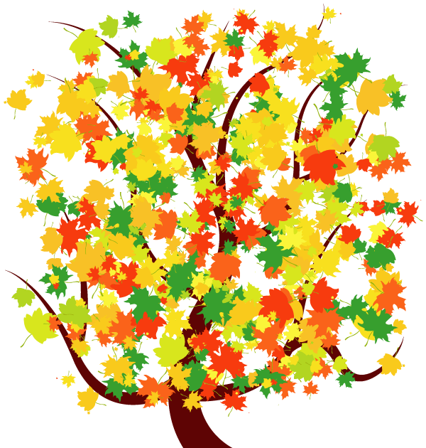 Autumn Tree with Colorful Falling Leaves Free Vector Image 