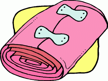Pink Rolled Towel with Blue Bows - Cartoon Illustration