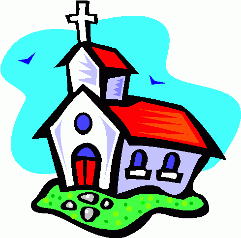 Friendly Cartoon Church Illustration for Religious and Educational Use