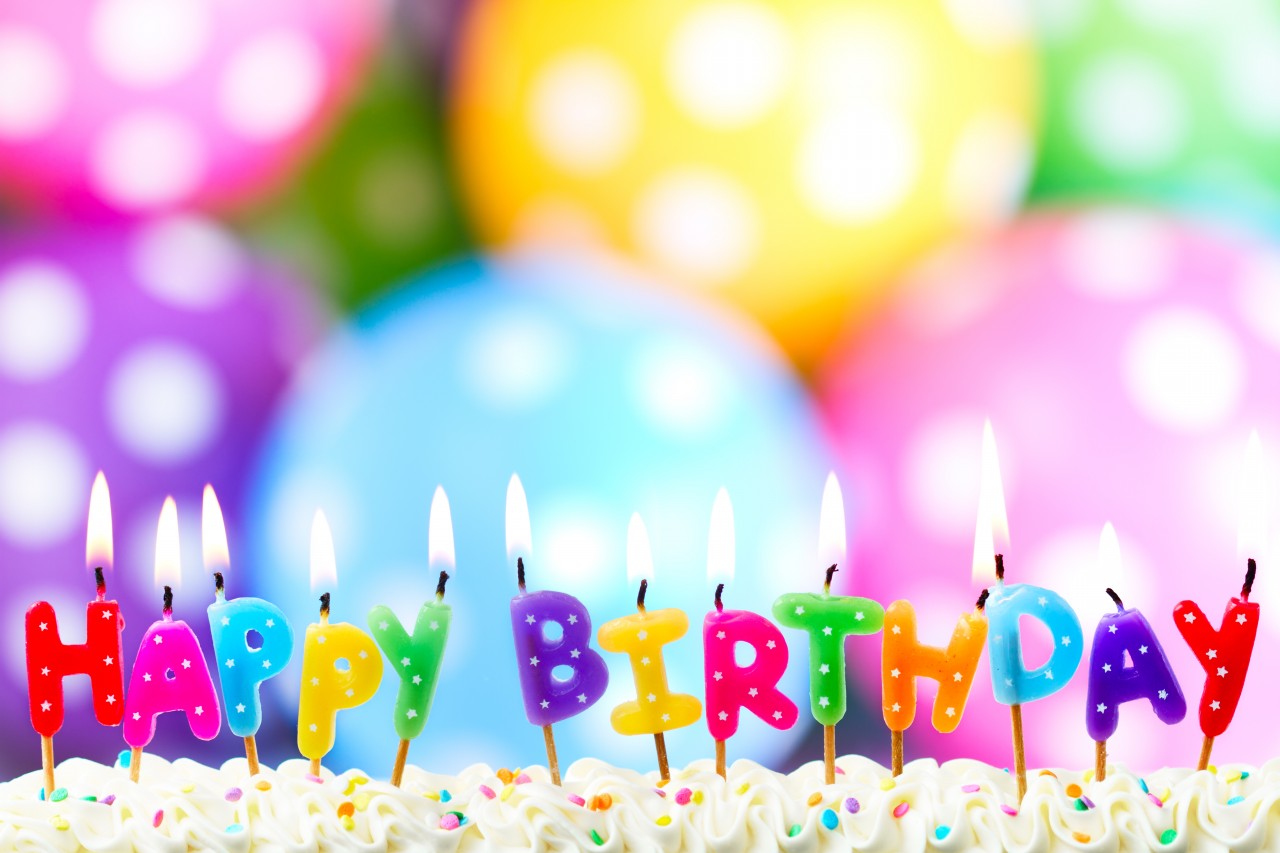 Happy Birthday Cake With Letter Candles Balloons Festive Happy Birthday Cake With Letter Candles Balloons Festive