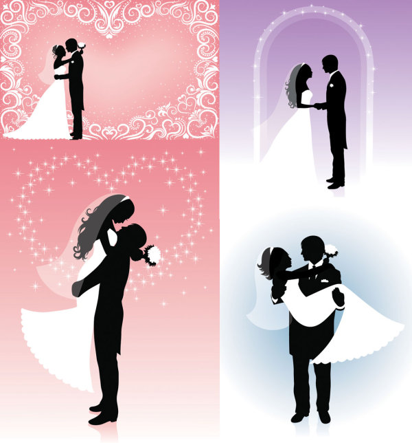 Vector People silhouette wedding Download Free Vector,PSD,FLASH 